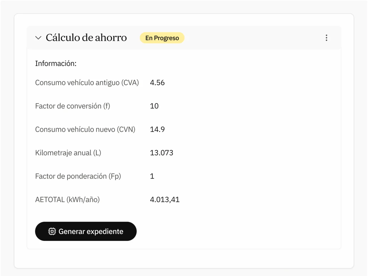Cálculo automático de kWh de ahorro según ficha estandarizada MITECO