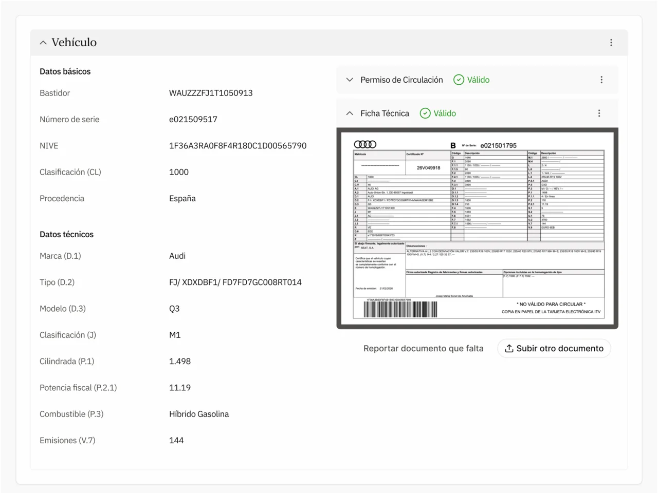 Expediente de automoción verificado y listo para presentar ante la DGT